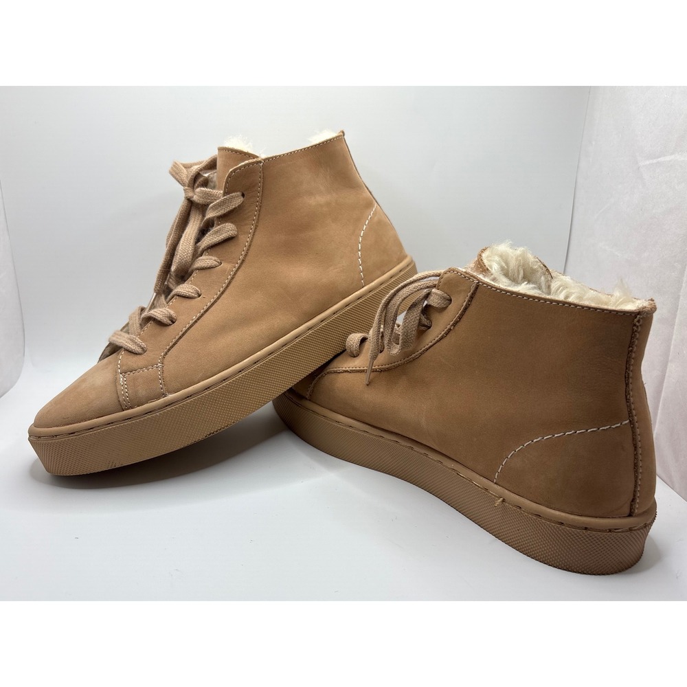 Zara Women Tan‎ High Top Faux Fur Lined Platform Sneakers 2438/610/098 EU 36